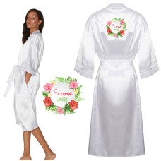 Custom Satin Gown with Round Flower pattern print
